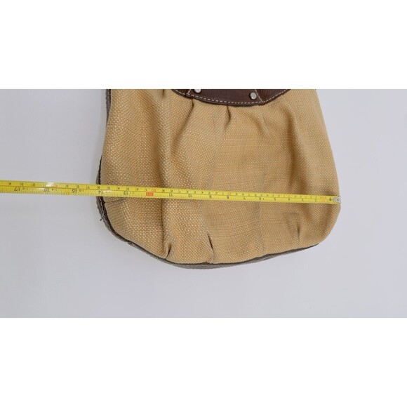 Fossil Hobo Tweed‎ Leather Bag Light Dark Brown Floral Lining silver buckle - Picture 15 of 16